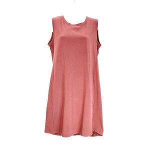 Eileen Fisher Mini Tank Dress Round Neck Sleeveless Relaxed Fit Brown Womens S